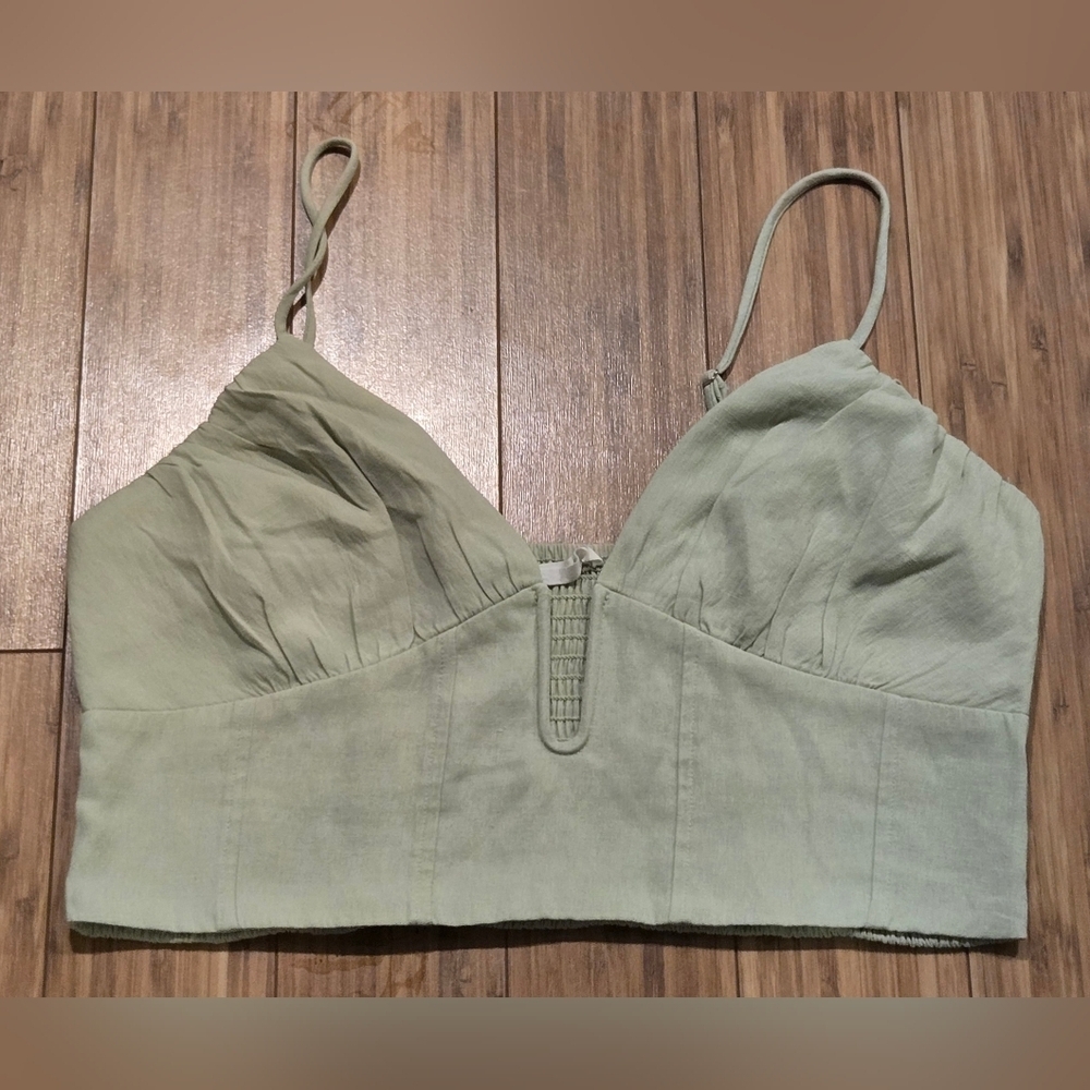 Elodie Light Sage Spaghetti Strap Crop Top